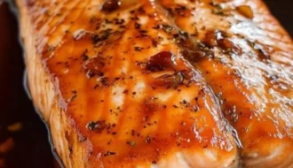 Delicious brown sugar soy sauce salmon on a plate