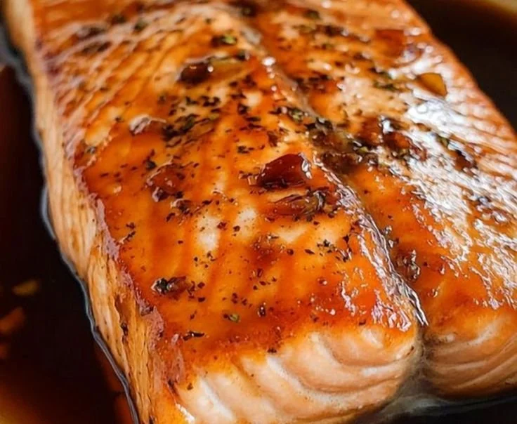 Delicious brown sugar soy sauce salmon on a plate