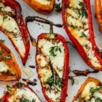 Delicious goat cheese stuffed mini peppers served on a platter