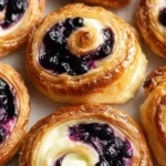 Delicious blueberry cream cheese danish with swirls of filling