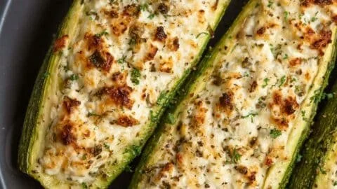 Feta cheese stuffed zucchini - a healthy and delicious dish