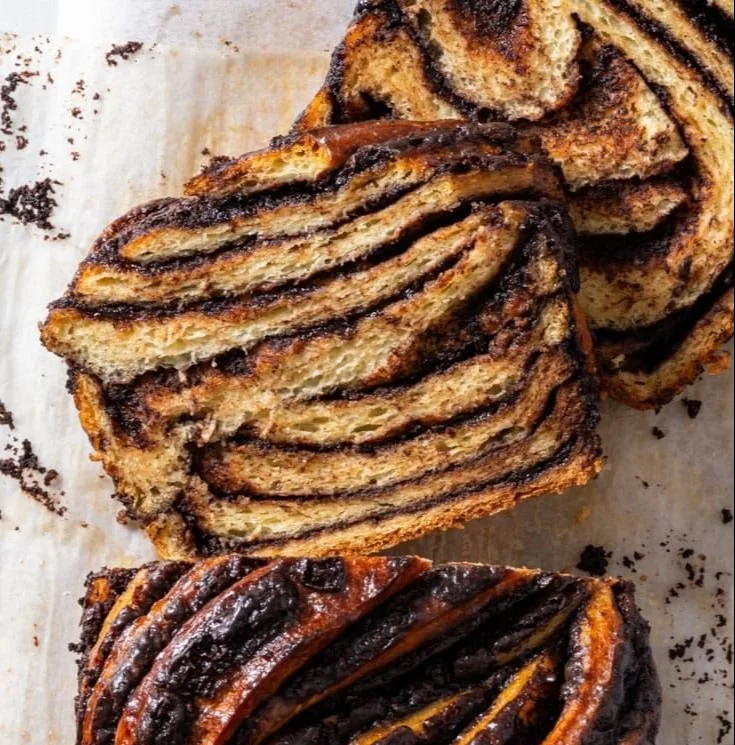Delicious gluten-free chocolate babka loaf showcasing rich chocolate swirls