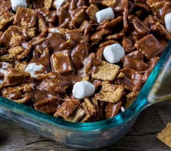 Golden Grahams S'mores Bars recipe with chocolate and marshmallows