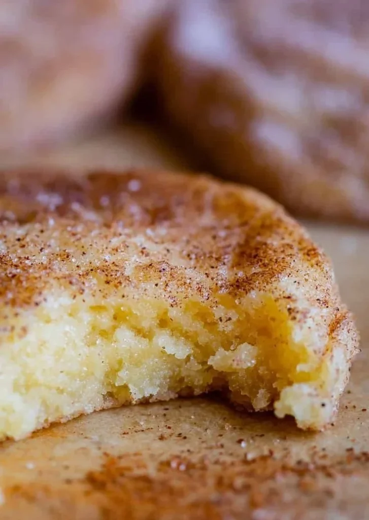 Freshly baked soft and chewy snickerdoodle cookies with cinnamon sugar topping