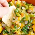 Easy roasted peach tomatillo salsa recipe with fresh ingredients