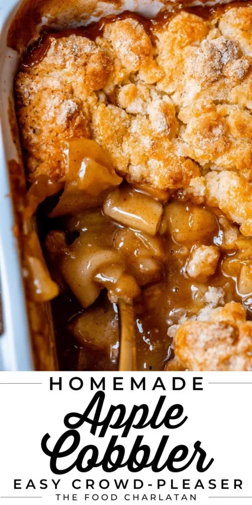 Freshly baked apple cobbler served warm with a scoop of vanilla ice cream.