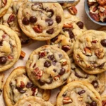 Delicious chocolate chip pecan cookies with melted chocolate and pecans