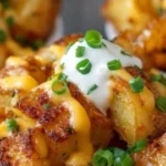 Delicious Cheesy Taco Potatoes served in a bowl with toppings.