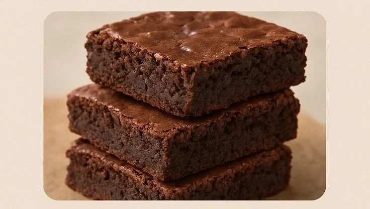 Delicious homemade chewy chocolate brownies on a plate