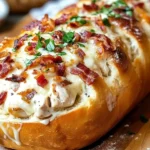 Delicious Chicken Bacon Ranch Stuffed Bread ready to enjoy