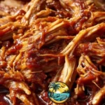 Delicious Crock Pot BBQ pulled pork served with coleslaw on a sandwich