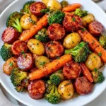Delicious one-pan honey garlic beef kielbasa with colorful veggies