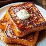 Delicious Easy Pumpkin French Toast topped with syrup and whipped cream