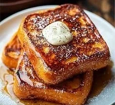 Delicious Easy Pumpkin French Toast topped with syrup and whipped cream