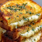 Easy garlic bread grilled cheese sandwich with melted cheese