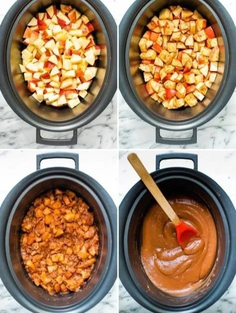 Healthy homemade apple butter in a jar with fresh apples