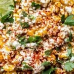 Delicious Mexican street corn recipe with toppings ready to serve.