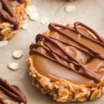 Plate of easy no-bake peanut butter cookies with chocolate chips