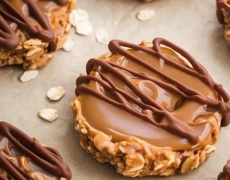 Plate of easy no-bake peanut butter cookies with chocolate chips