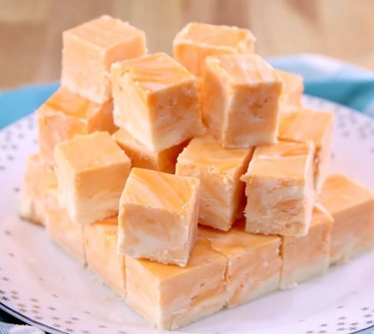 Delicious homemade orange cream fudge on a plate