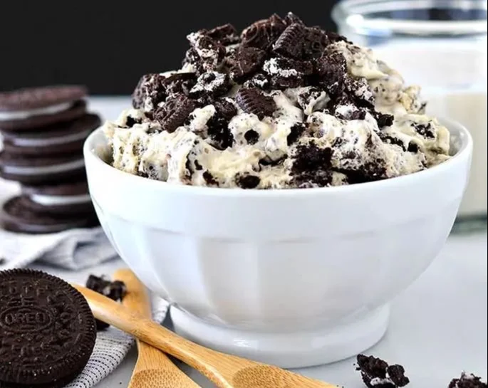 Delicious gluten-free Oreo mousse dessert in a glass
