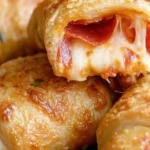Quick Pepperoni Pizza Crescent Rolls recipe with golden flaky dough and pepperoni