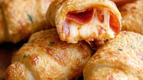 Quick Pepperoni Pizza Crescent Rolls recipe with golden flaky dough and pepperoni