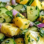 Delicious bowl of pineapple cucumber salad made with fresh ingredients