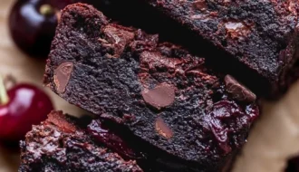 Delicious homemade cherry brownies made with roasted cherries.