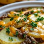 Slow Cooker Cowboy Potato Casserole served in a bowl with toppings