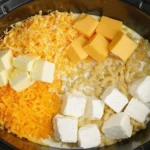 Creamy slow cooker mac and cheese in a bowl ready to serve