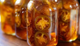 Easy recipe for smoky Bourbon Cowboy Candy with a sweet and spicy flavor.