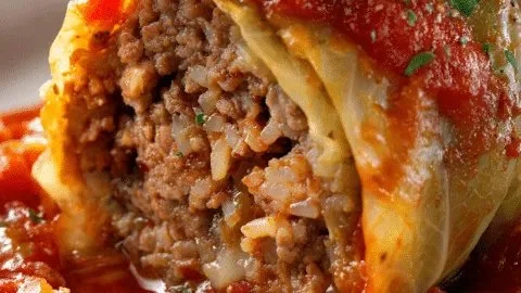 Delicious homemade stuffed cabbage rolls served on a plate