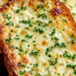 Toasted cheesy garlic bread slices on a plate, golden and delicious.